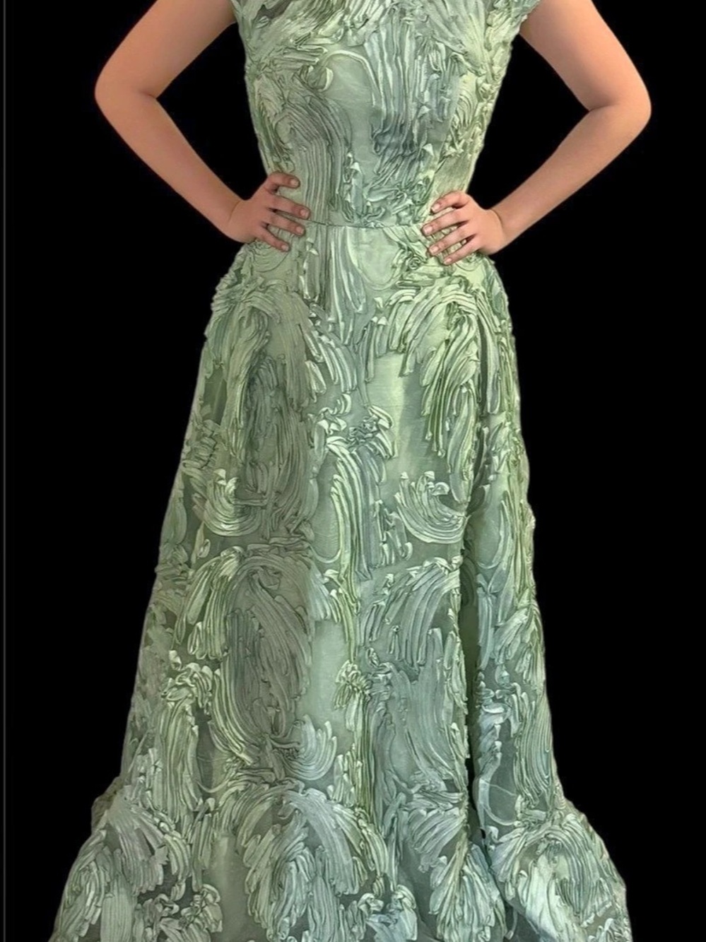 Ballbella Sage Green Abstract Maxi Dress NWT